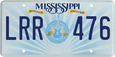 MS license plate LRR476