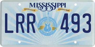 MS license plate LRR493