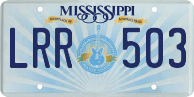 MS license plate LRR503