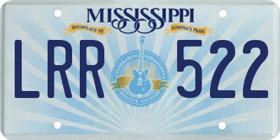 MS license plate LRR522