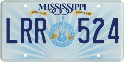 MS license plate LRR524