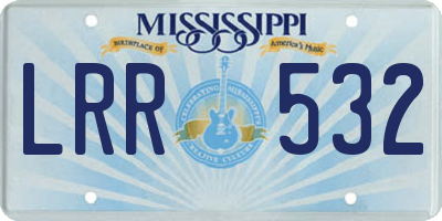 MS license plate LRR532