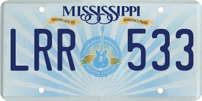 MS license plate LRR533