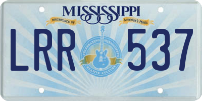 MS license plate LRR537