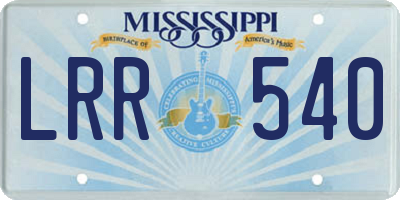 MS license plate LRR540