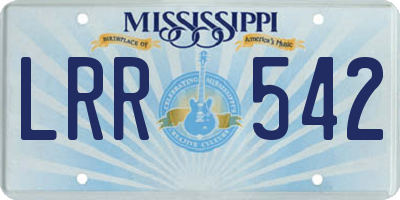 MS license plate LRR542