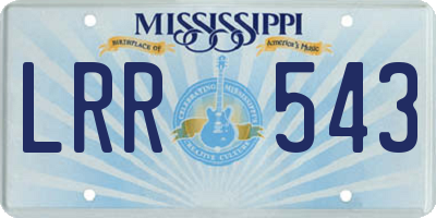 MS license plate LRR543