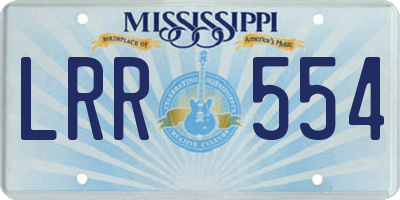 MS license plate LRR554