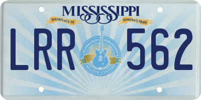MS license plate LRR562