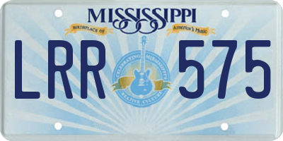MS license plate LRR575