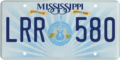 MS license plate LRR580