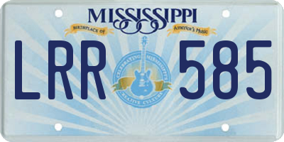 MS license plate LRR585