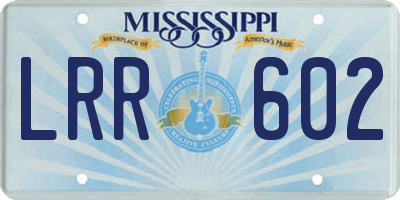 MS license plate LRR602