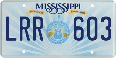 MS license plate LRR603