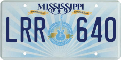 MS license plate LRR640