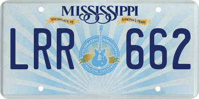 MS license plate LRR662
