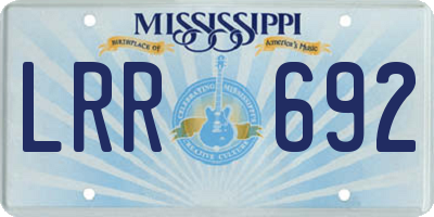 MS license plate LRR692