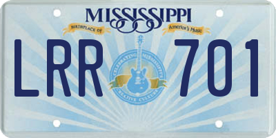 MS license plate LRR701