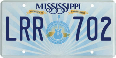 MS license plate LRR702