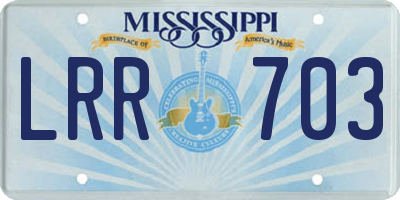 MS license plate LRR703