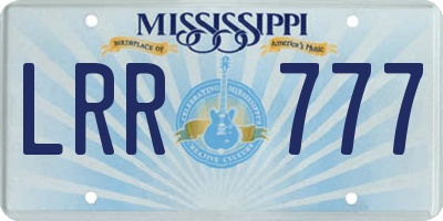 MS license plate LRR777