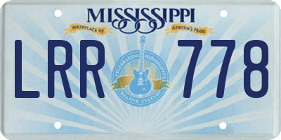 MS license plate LRR778