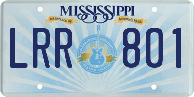 MS license plate LRR801