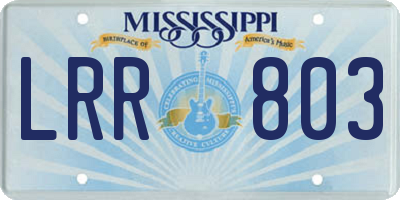 MS license plate LRR803