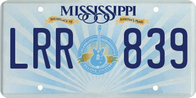 MS license plate LRR839