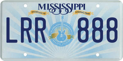 MS license plate LRR888