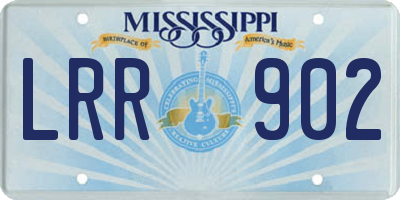 MS license plate LRR902