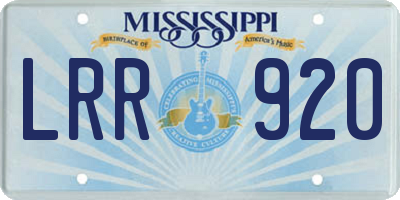 MS license plate LRR920