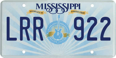 MS license plate LRR922