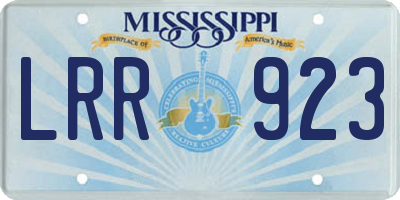 MS license plate LRR923