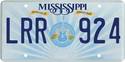 MS license plate LRR924