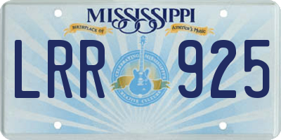 MS license plate LRR925