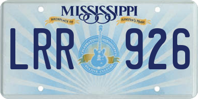 MS license plate LRR926