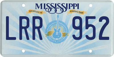 MS license plate LRR952