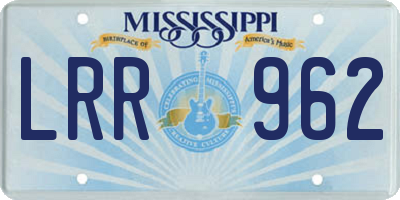 MS license plate LRR962