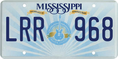 MS license plate LRR968