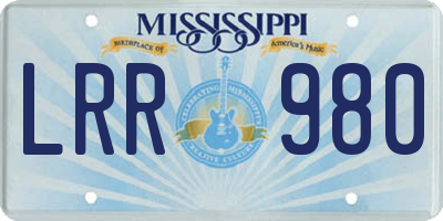 MS license plate LRR980