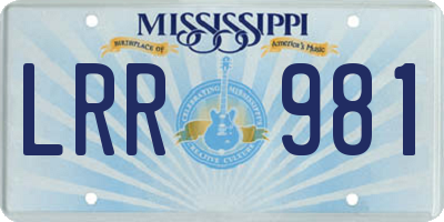 MS license plate LRR981