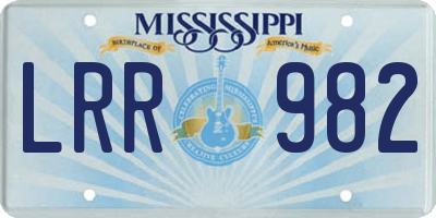 MS license plate LRR982