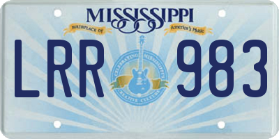 MS license plate LRR983