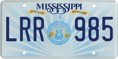 MS license plate LRR985