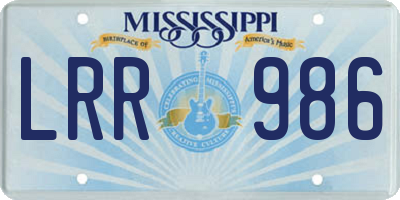 MS license plate LRR986