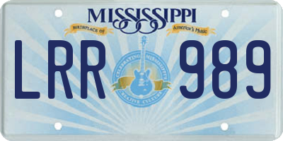 MS license plate LRR989