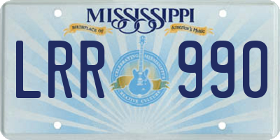 MS license plate LRR990