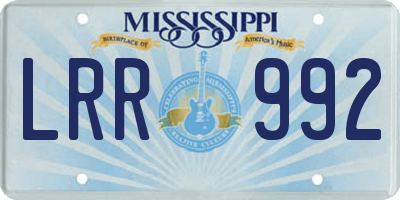 MS license plate LRR992