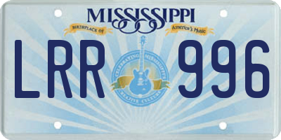 MS license plate LRR996